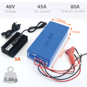 Li-ION battery (14S, 51V, 21Ah, 1070Wh) with 3A charger